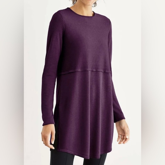 J. Jill Wool Blend Aubergine Grace Sweater Tunic Mini Dress Size Small - Picture 2 of 13
